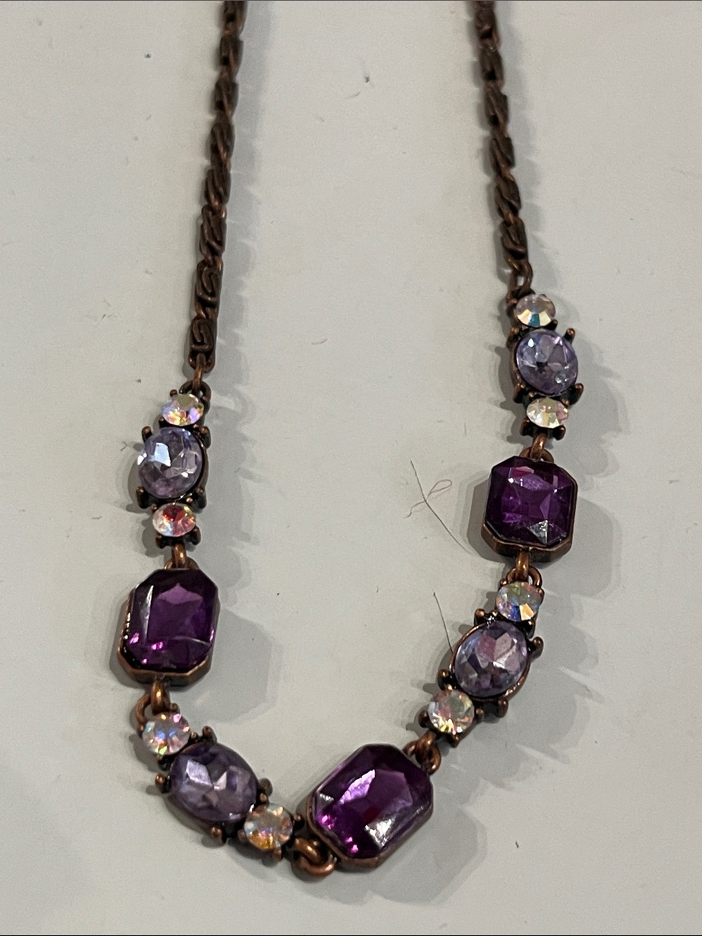NINA RICCI  Purple Crystal Statement Necklace marked